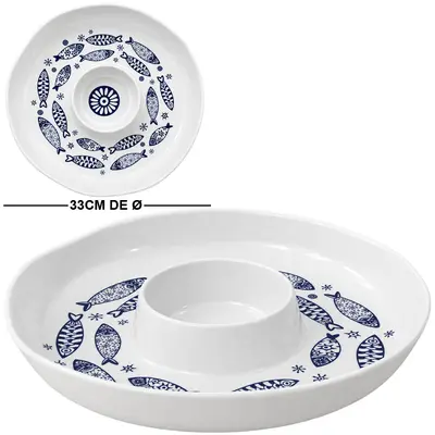 PETISQUEIRA DE MELAMINA REDONDA COM 2 DIVISORIAS PREMIUM OCEANO 5 X 33CM DE Ø