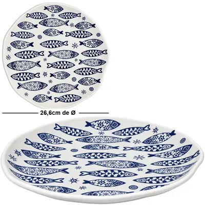 PRATO DE MELAMINA RASO PREMIUM OCEANO 2,6 X 26,6CM DE Ø