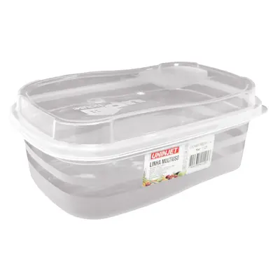 POTE DE PLASTICO RETANGULAR COM TAMPA 1,4L