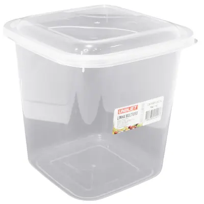 POTE DE PLASTICO QUADRADO ALTO COM TAMPA 3,5L