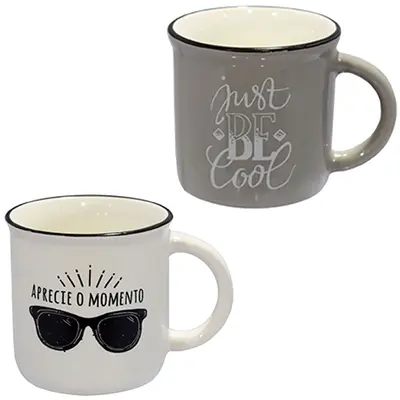 CANECA DE PORCELANA FRASES SORTIDAS 120ML