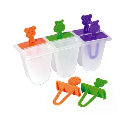 FORMA DE PLASTICO PARA PICOLE / SORVETE COM 6 CAVIDADES CABO BICHINHOS 19X6,5X10CM