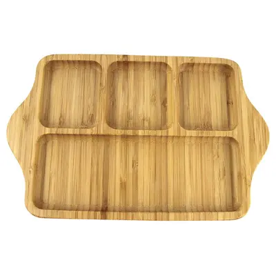 PETISQUEIRA DE BAMBU RETANGULAR COM 4 DIVISORIAS 27,5X17,5CM