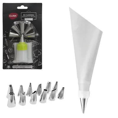 DECORADOR DE BOLO SACO DE PLASTICO PARA CONFEITAR COM 6 BICOS DE INOX