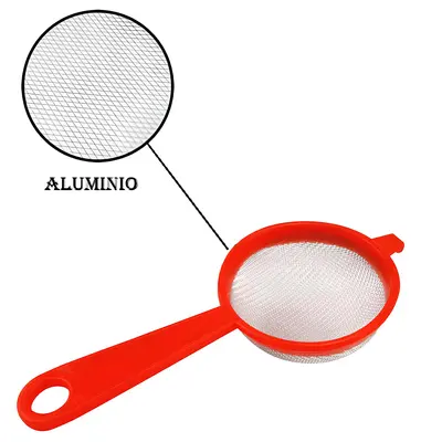 PENEIRA COADOR CABO PLASTICO E TELA DE ALUMINIO 20X9CM DE Ø
