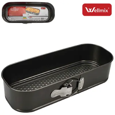 FORMA ASSADEIRA DE ACO CARBONO ANTIADERENTE PARA PAO / BOLO COM FUNDO REMOVIVEL COCINATO 31X12X7CM