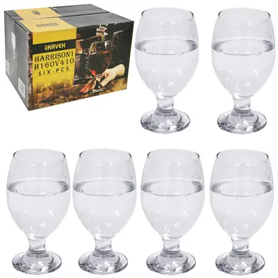 JOGO DE TACA DE VIDRO PARA VINHO HARRISON COM 6 PECAS 410ML NA CAIXA