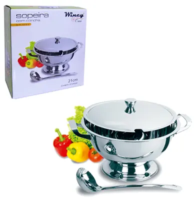 SOPEIRA COM PE + ALCA + TAMPA E CONCHA DE INOX