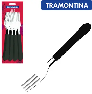 GARFO DE MESA DE INOX CABO PRETO COM 12 PECAS LEME