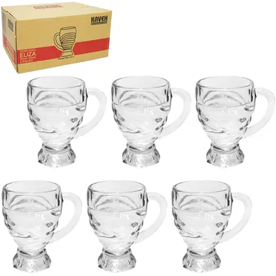 JOGO DE CANECA XICARA DE VIDRO PARA CAFE / CAPPUCCINO ELIZA COM 6 PECAS 260ML NA CAIXA
