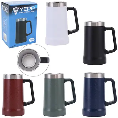 CANECA TERMICA DE INOX PARA CERVEJA COM PAREDE DUPLA YEPP COLORS 700ML NA CAIXA
