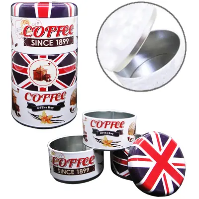 CONJUNTO DE POTE DE LATA REDONDO EMPILHAVEL COM TAMPA 3 PECAS 750ML