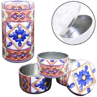 CONJUNTO DE POTE DE LATA REDONDO EMPILHAVEL COM TAMPA 3 PECAS 750ML