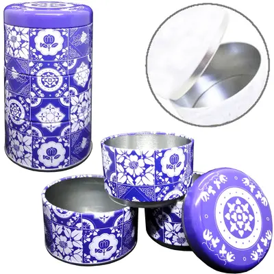 CONJUNTO DE POTE DE LATA REDONDO EMPILHAVEL COM TAMPA 3 PECAS 750ML