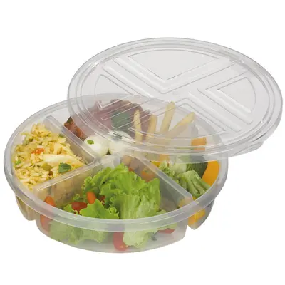 POTE DE PLASTICO REDONDO COM 4 DIVISORIAS E TAMPA PREMIER 1,1L 5X22,5CM DE Ø