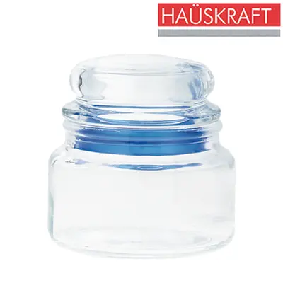 POTE DE VIDRO REDONDO COM TAMPA HERMETICA DE VIDRO HAUSKRAFT 300ML
