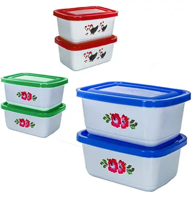 CONJUNTO DE POTE DE PLASTICO RETANGULAR PRIME COM TAMPA COLORS 2 PECAS 1300ML