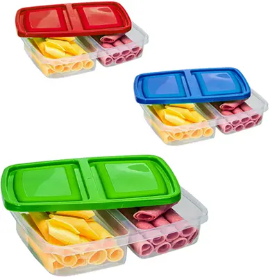 PORTA FRIOS DE PLASTICO DUPLO RETANGULAR COM TAMPA COLORS 1250ML 24X17,5X5CM