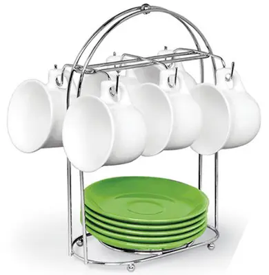 SUPORTE ORGANIZADOR ARAMADO PARA 6 XICARAS / PIRES CROMADO 20,5X11X30,5CM