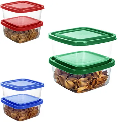 CONJUNTO DE POTE DE PLASTICO QUADRADO PRIME COM TAMPA COLORS 2 PECAS 1300ML