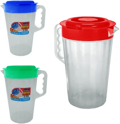 JARRA DE PLASTICO CANELADA COM TAMPA E TRAVA COLORS 3,8L