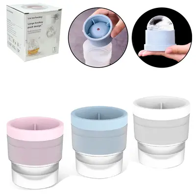 FORMA DE GELO BOLA ESFERICA DE PLASTICO COM TAMPA SILICONE COLORS 8X7,5CM DE Ø NA CAIXA