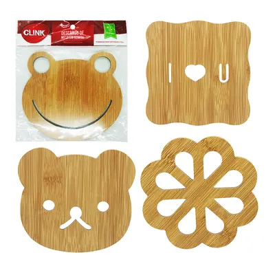 DESCANSO DE PANELA DE MADEIRA MDF TIPO BAMBU SORTIDOS 13CM