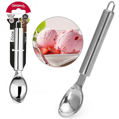 COLHER / CONCHA DE SORVETE DE INOX COOK 19,5CM NA CARTELA