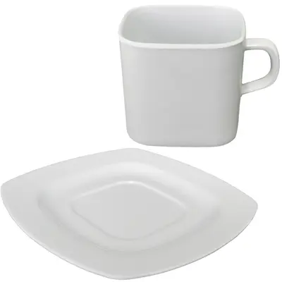 XICARA DE MELAMINA QUADRADA COM PIRES BRANCO LIGHT 250ML