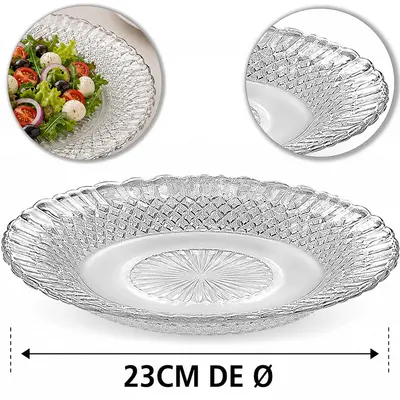 PRATO DE VIDRO RASO BARROCO TRANSPARENTE 23CM DE Ø