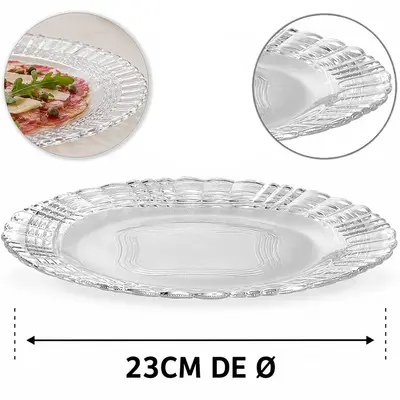 PRATO DE VIDRO RASO CRYSTAL TRANSPARENTE 23CM DE Ø