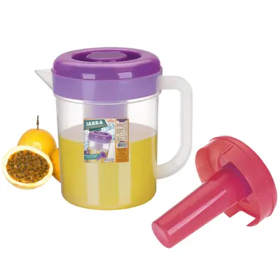 JARRA DE PLASTICO COM TAMPA E TUBO PARA GELO COLORS 2L
