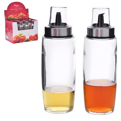 AZEITEIRO / VINAGREIRO DE VIDRO COM BICO DOSADOR INOX 320ML