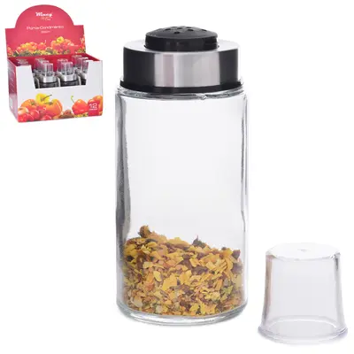 PORTA CONDIMENTO / QUEIJEIRA DE VIDRO COM TAMPA INOX 200ML