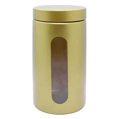 POTE DE VIDRO REDONDO DOURADO GOLD COM TAMPA HERMETICA DE METAL 1,5L
