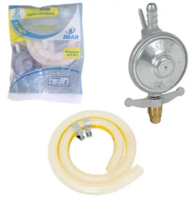 REGULADOR DE GAS DE ZAMAC CHAVE ABS COM MANGUEIRA 80CM