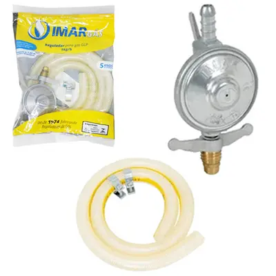 REGULADOR DE GAS DE ZAMAC CHAVE ABS COM MANGUEIRA 1,25M