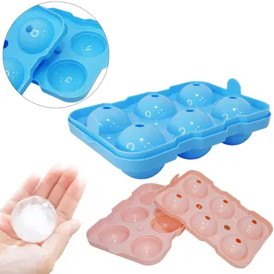 FORMA DE GELO COM 6 CAVIDADES BOLA ESFERICA DE PLASTICO COM TAMPA COLORS 18X12X4,5CM NA SOLAPA