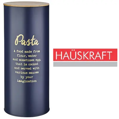 POTE DE LATA REDONDO PARA MACARRAO / MASSA COM TAMPA DE BAMBU AZULI HAUSKRAFT 2,7L