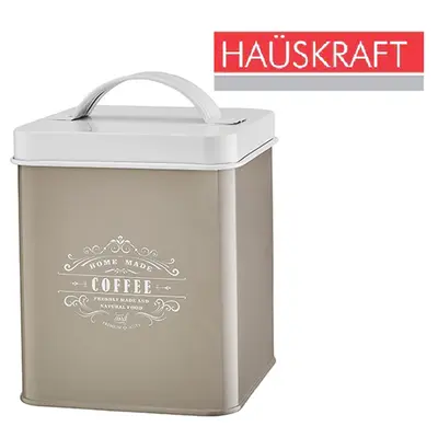 POTE DE LATA QUADRADO PARA CAFE / COFFEE COM TAMPA + ALCA VANILA HAUSKRAFT 1,4L