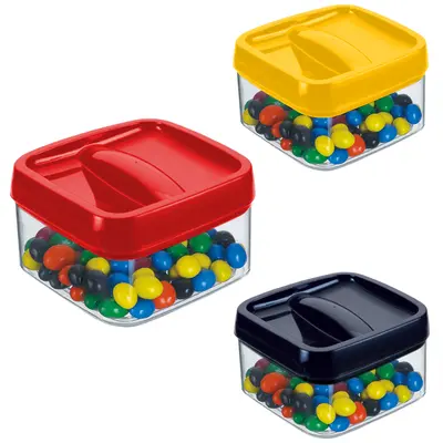 POTE DE ACRILICO QUADRADO COM TAMPA COLORS PRATIC 500ML