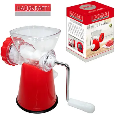 MAQUINA MOINHO DE PLASTICO MOEDOR DE CARNE MANUAL A MANIVELA HAUSKRAFT 22X18X12CM