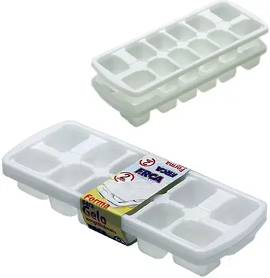 FORMA DE GELO COM 12 CAVIDADES RETANGULAR DE PLASTICO COM 2 PECAS 24,5X10CM