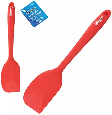 ESPATULA DE PAO DURO DE SILICONE VERMELHO 20X4CM TD