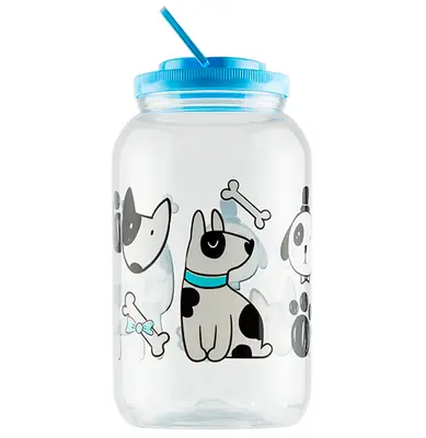 ORGANIZADOR DE PLASTICO REDONDO DOG AZUL COM TAMPA DE ROSCA E ALCA 3600ML