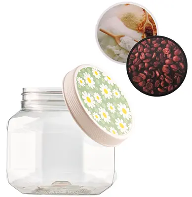 ORGANIZADOR DE PLASTICO OITAVADO COM TAMPA DE ROSCA DECORADA 1L