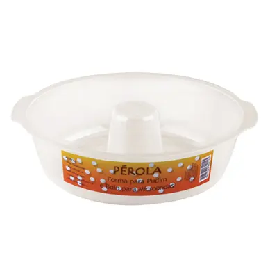FORMA DE MICROONDAS DE PLASTICO REDONDA PARA BOLO E PUDIM PEROLA 6X21,5CM DE Ø