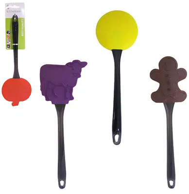 ESPATULA DE PAO DURO DE SILICONE SORTIDOS COLORS CABO ACRILICO 29,5CM