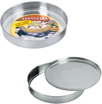 FORMA ASSADEIRA DE ALUMINIO REDONDA COM FUNDO REMOVIVEL 5,5X30CM DE Ø