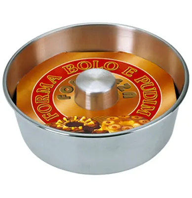 FORMA ASSADEIRA DE ALUMINIO PARA BOLO / TORTA / PUDIM COM TUBO 8X24CM DE Ø
